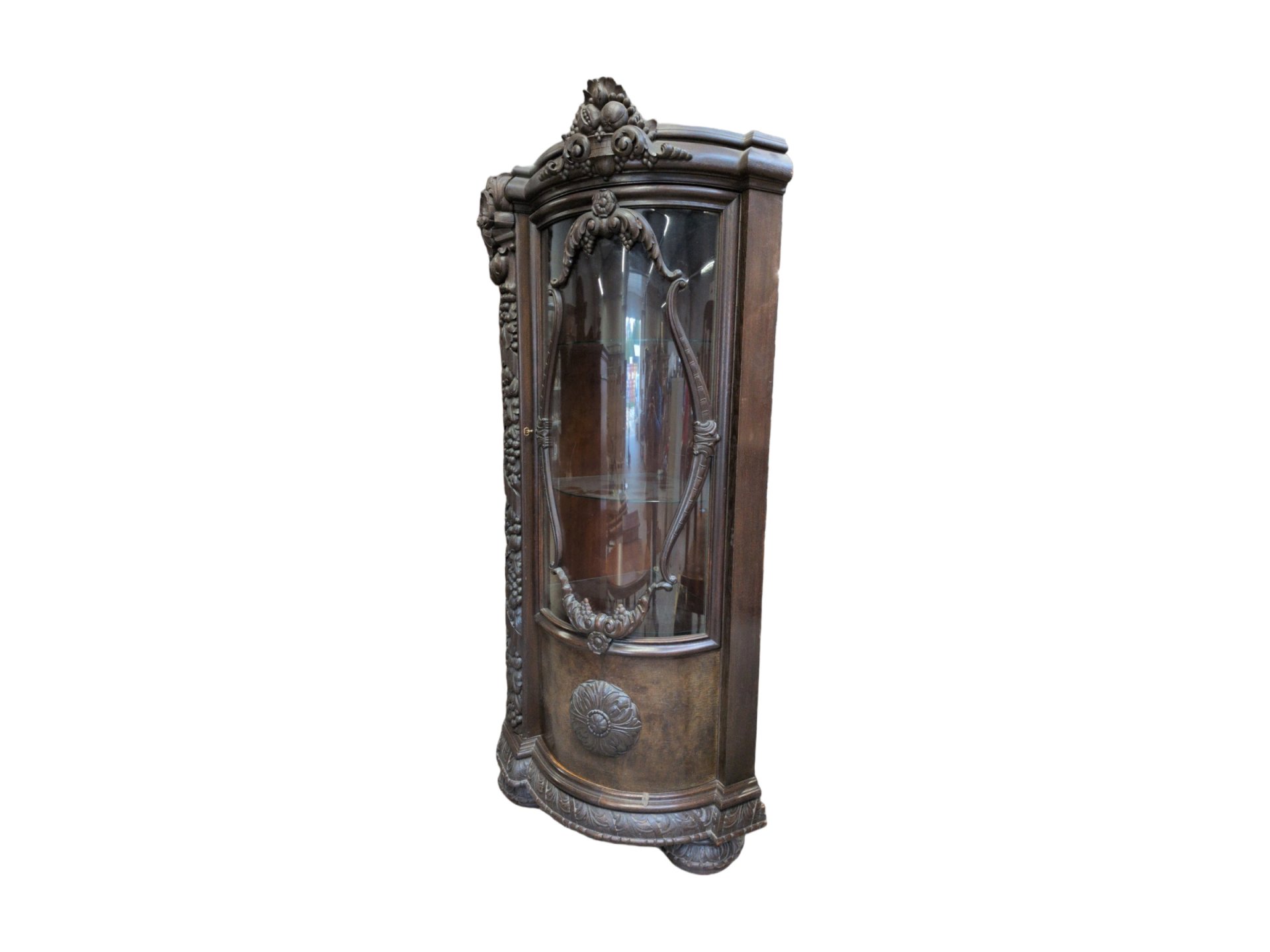 Los 1046 – 1 antike Vitrine, Holz, mit Glasböden