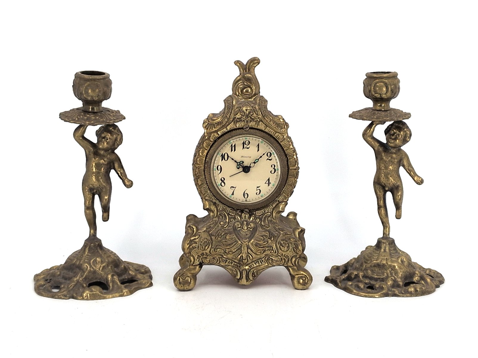 Los 67 – 1 kleine Uhr + 2 Kerzenständer