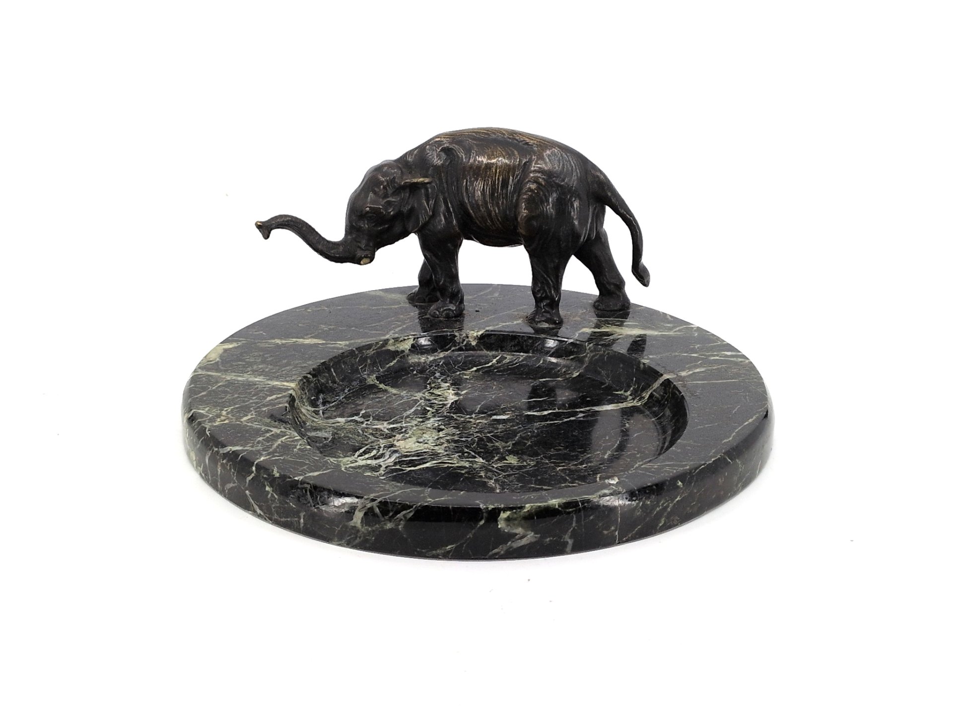 Los 48 – 1 Bronze Elefant mit Marmorschale ohne Stoßzähne