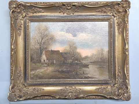 1 Bild, Häuser am Fluss, gerahmt